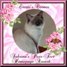 Sabrina's Purr-Fect Homepage Award
